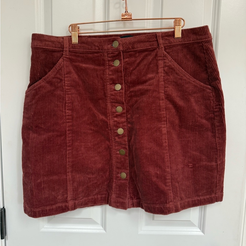 Forever 21+ Rust Corduroy Button-Front Skirt